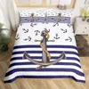 Bedding Sets Anchor Nautical Steamboat Set Ocean Coastal Theme Blue And White Strip Quilt Cover For Kids Adults King Size Duvet