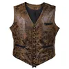 Męski Slim Fit Gentleman Business Business Waistcoat zamsz skórzany kamizelka Vintage Western Cowboy Regular Fit 240106