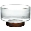 Zestawy naczyń stołowych Cabilock Decor Decor Glass Fruit Bowl Japoński w stylu sałatkowy pojemnik na sałatkę uchwyt na deser drewniany baza kuchnia upuszczenie deli otpft