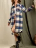 Damesjassen Dames S Vintage geruite oversized jas met reverskraag Lange mouw Wollen uitloperjack voor casual en chique look