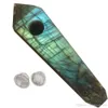 Crafts Natural labradorite labradorite Quarzo tubo fumante Crystal Quartz Tobacco Stone Point Sigari Pipi con 2 filtri in metallo all'ingrosso