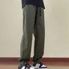 Erkek pantolon ayarlanabilir bel eşyaları Japon tarzı elastik çizim kargo cepleri ile kış için kalın bol miktarda iş