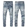 Herren Designerhose Lila Jeans Amris Fashion Motorrad Stereo Cut Multi-Pocket Perforierte Füße Slim Fit Elastisch #917