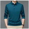 Streetwear Fashion Männer Solide Polo Shirts Frühling Herbst T-shirt Koreanische Langarm Revers Dünne Männliche Kleidung Business Tops 2023 240108