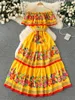 Sukienki imprezowe Siverniny francuski kwartalowy nadruk kwiecisty sukienka Kobiet Sling Slash Szyja z ramion talia koronka