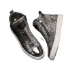 Hiver hauts pour hommes noir argent tous les jours tout Match en cuir verni chaussures décontractées hommes appartements mocassins sport marche baskets