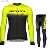 Rowerowe koszulki Zestawy Scott Men's Cycling Clothing Ubrania Mężczyzna z długim rękawem Maillot Jersey Set nogat