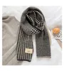 Warm Cashemere Knitted Houndstooth Scarf Unisex Women Men Luxury Neckerchief Female Plaid Wraps Gift 20*160cm 240108