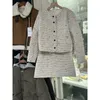 Traf Zr Women Suit z spódnicą modną luksusową elegancką i elegancką kobietą białą tweed dwuczęściowy zestaw zimowy 240108