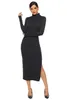 S-5XL Red Black Fashion Women Knitted Sweaters Sexy Turtleneck Plus Size Female Clothing Long Sleeve Maxi Dress Pullover 240108