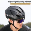 WEST BIKING Casco aerodinamico leggero di sicurezza femminile con LED Flash Light MTB da uomo per bici da strada Scooter elettrico 240108