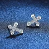 Stud Earrings S925 Sterling Silver All Diamond Mosang Fashion 36 Point Wedding Jewelry Wholesale