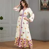 Roupas étnicas Eid Mubarak Evening Party Dress Mulheres Impresso Muçulmano Abaya Maxi Vestidos Longos Marrocos Kaftan Ramadan Árabe Islâmico 2024