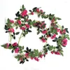 Decorative Flowers 2pcs 2Meter Artificial Rose Leaf Garland Ivy Vine Greenery For Wall Hanging Wedding Home Office Party Decoration