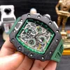 R I C H A R MENS Superclone AAA 기계식 브랜드 시계 RM11-03 3KAJ 크로노 가르프 GMT 탄소 섬유 Dail WrsitWatches 안티 스크래치 사파이어 거울 표면