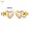 Boucles d'oreilles en gros CZ Zircon coeur plaqué or en acier inoxydable oreille Piercing bijoux accessoires 12 paires Lot