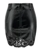 Röcke Damen-Minirock 2024, modisch und elegant, Kontrastfarbe, Spitze, Pu-Leder, sexy, hüftbedeckender Reißverschluss