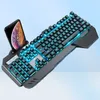 LED Işıklar Klavye USB Kablolu Metal Panel Telefon Tutucu Oyun Klavyeleri RGB Arka aydınlatmalı Optik Profesyonel LOL GAMER2897030