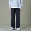 Pantaloni da uomo in denim a gamba larga autunno stile coreano Jeans larghi blu chiaro pantaloni da studente in vita elastica uomo nero grigio 240108