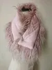 Women's Real Mongolia Lamb Fur Scarf Winter Warm Neckerchief Collar Natural Curl Pink Black 240108