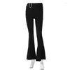 Women's Pants Y2k Girl Flare 2000s Aesthetic Women Low Waist Trousers With Belt Grunge White Red Black Sexy Long