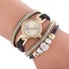 Horloges Dames quartz horloge Meerlaagse kristallen armband voor feestreizen