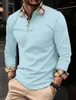 Men's Polos Spring Plaid Collar Long Sleeve Polo Shirt Casual Jersey Business European Size S-3XL