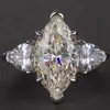 Vinregem 925 Sterling Silver Marquise Cut 6CT Yellow Sapphire Created Wedding Engagement Rings Fine Jewelry Wholesale 240106