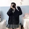 Pull en tricot pour femmes, vêtements d'extérieur, manteau Jk mignon, uniforme scolaire japonais Kawaii, Cardigan ample à col en v, Harajuku tricoté