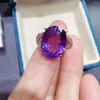 Cluster Rings Sale 925 Silver Amethyst 8CT 12mm 16mm VVS Grad Natural Ring for Smycken