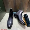 BERLUTI Botas de cuero Nuevas botas cortas Chelsea de un solo paso con diseño de piel de becerro para hombre Botas de cuero británicas HBTS