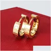 Stud med Box Titanium Steel 18K Rose Gold Designer Earring For Women Exquisite Simple Fashion Womens örhängen smycken gåvor Drop Deli OTV79