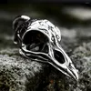 Pendentif Colliers Vintage Viking Black Crow Skull pour hommes garçons 316L en acier inoxydable nordique amulette collier punk bijoux cadeau goutte