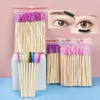 Brushes 100 Pcs Bamboo Handle Eyelash Brushes Disposable Eyebrow Brush Eye lash Extension Mascara Wands Applicator Makeup Brush Tools