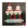 Kerstversiering Nieuwe 2021 Hars Kerstversiering Quarantaine Ornamenten Familie Van 1-9 Hoofden Diy Boom Hanger Accessoires Met Dhlbm