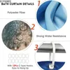 Blue Flower Shower Curtain Set Toilet Seat Cover Bathroom Accessory NonSlip Carpet Bath Mat Rugs Waterproof Bathtub Curtains 240108