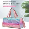 Coloré femmes sac de sport voyage sacs de fitness pour chaussures en plein air épaule sport étudiant sac quotidien sec humide sacs à main Duffel Yoga Pack 240108