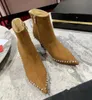 豪華なデザイン新しい輸入Calfskin Women'sBoots先のとがった足首ブーツ