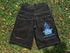 Heren shorts streetwear jnco y2k harajuku hiphop cartoon grafische print gotisch baggy denim gym dames basketbal