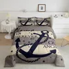 Ensembles de literie Ancre Nautique Steamboat Set Ocean Coastal Thème Bleu et Blanc Bande Housse de Couette pour Enfants Adultes King Size Couette