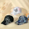 Шариковые кепки, модная красочная кружевная кепка с цветочным принтом, уличная женская бейсбольная кепка со стразами и бабочкой, солнцезащитная шляпа, женская уличная дышащая кепка