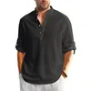 Camicie casual da uomo Camicia da uomo traspirante Elegante colletto alla coreana Top a maniche lunghe per la primavera autunno Band Beach Summer