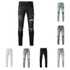 Lila Herren-Jeans, Herren-Designer-Jeans, Lila Jeans, Schwarze Jeans, Designer-Jeans, Lila, Dünn, Schlank, Lang, Mittelreißverschluss, Weißes Loch, Baumwolle, Belend-Buchstabe, Mode-Weichspüler