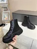 Sapatos de designer moda botas femininas botas de ângulo preto plataforma de couro rendas até botas romanas sapatos botas com caixa original