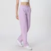 AL Yoga Femmes Épaissi Taille Haute Solide Fiess Lâche Cordon Droit Course Coton Pantalon Large Dame Loisirs De Plein Air Sport Pantalon