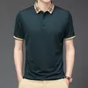 Polos masculinos camisa de verão roupas de marca algodão manga curta negócios casual listrado designer homme respirável