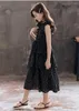 Flickaklänningar tonåring sommarchiffon maxi klänning ärmlös prick tryck svart elegant för 10 12 13 14 år