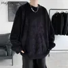 Mężczyźni o-drewno pluszowe bluzy miękki stały kolor męski zwykły podstawowy flanel ciepły komfort vintage w stylu Japonii bluzy plus size s-3xl 240108