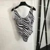 Designer Halter Bikini Zebra Impresso One Piece Swimsuit Sexy Backless Bikini Para Verão Praia Surf Respirável Swimwear