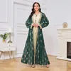 الملابس العرقية الحزب العربي لباس أبيا نساء 2 قطعة مجموعة حزام إسلامي الدانتيل الشريط Kaftan Vestidos maxi الأنيقة كافيتان مجموعات مسلم